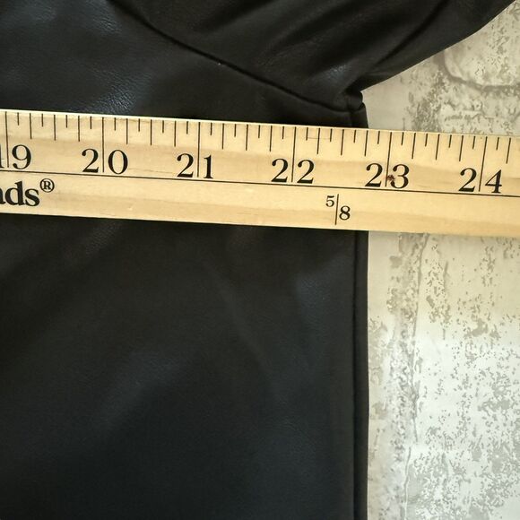 Avec Les Filles Raglan Sleeve Black Faux Leather Button Up Blouse Sz XL - Picture 5 of 12